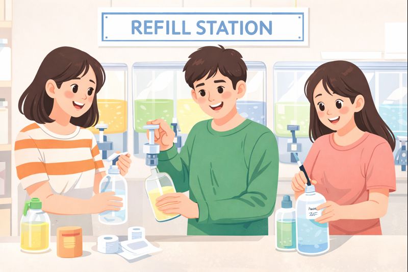 리필스테이션을 이용 중인 세사삶